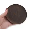 Farfurie rotunda vintage din lemn sculptat manual, finisaj rustic inchis, 10cm, imagine 3