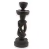 Sfesnic vintage din lemn sculptat manual, model spiralat cu baza rotunda, 22,5cm