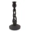 Sfesnic vintage din lemn sculptat manual, model spiralat cu baza larga, 23cm
