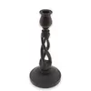 Sfesnic vintage din lemn sculptat manual, model spiralat cu baza larga, 23cm, imagine 2