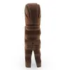 Statueta vintage din lemn sculptat manual, figurina mare stilizata cu detalii tribale, 21cm