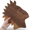 Decoratiune vintage din lemn sculptat manual, portrete pereche barbat si femeie, 29-32cm, imagine 3