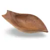 Bol decorativ vintage din lemn sculptat manual, forma de frunza, 15cm