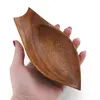 Bol decorativ vintage din lemn sculptat manual, forma de frunza, 15cm, imagine 3