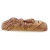 Masca africana vintage din lemn sculptat manual, model deschis la culoare, 12cm, imagine 2