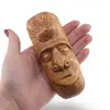 Masca africana vintage din lemn sculptat manual, model deschis la culoare, 12cm, imagine 3