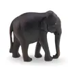 Figurina vintage din lemn sculptat manual, elefant cu finisaj inchis, 12cm