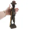 Statueta africana vintage din lemn sculptat manual, razboinic cu palarie si sulita, 30cm, imagine 3