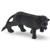 Figurina leu vintage din lemn sculptat manual, model realist in mers, 25cm