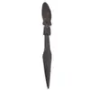 Pumnal decorativ vintage din lemn sculptat manual, maner cu chip tribal, 47cm