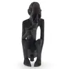 Statueta vintage din lemn sculptat manual, batran sezand cu pipa, 20cm