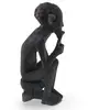 Statueta vintage din lemn sculptat manual, batran sezand cu pipa, 20cm, imagine 2