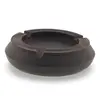 Scrumiera vintage din lemn sculptat manual, model rotunjit cu margini fine, 10cm