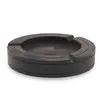 Scrumiera vintage din lemn sculptat manual, model plat cu margini late, 11cm