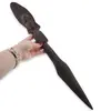 Pumnal decorativ vintage din lemn sculptat manual, maner cu chip tribal, 47cm, imagine 3