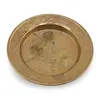 Farfurie decorativa vintage din alama gravata, scena cu calaret si camila, 12cm
