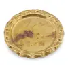 Tava rotunda din alama vintage, model auriu cu margine decorata cu pesti, 10,5cm
