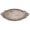 Tava ovala vintage, model argintiu cu manere decorative, 23cm