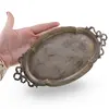 Tava ovala vintage, model argintiu cu manere decorative, 23cm, imagine 5