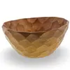 Bol din lemn vintage, model sculptat manual cu textura geometrica, 17cm