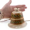 Clopotel ceramic vintage, model crem cu frunze verzi pictate, 10cm, imagine 5