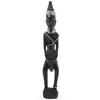 Statueta africana vintage, model din lemn inchis cu margele, 32cm