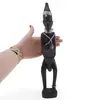 Statueta africana vintage, model din lemn inchis cu margele, 32cm, imagine 4