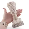Bust Nefertiti vintage, model bej cu inscriptii egiptene, 17cm, imagine 4