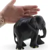 Figurina elefant din lemn vintage, model sculptat manual negru, 13cm, imagine 4
