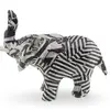 Figurina elefant vintage, model alb-negru cu dungi si colaje grafice, 11cm