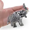 Figurina elefant vintage, model alb-negru cu dungi si colaje grafice, 11cm, imagine 5