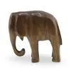 Figurina elefant din lemn vintage, model sculptat manual maro natur, 9cm