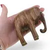 Figurina elefant din lemn vintage, model sculptat manual maro natur, 9cm, imagine 3