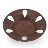 Farfurie decorativa din cupru vintage, model sculptat manual cu motive florale, 10cm