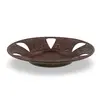 Farfurie decorativa din cupru vintage, model sculptat manual cu motive florale, 10cm, imagine 3