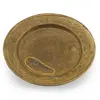 Farfurie decorativa din alama vintage, model rotund cu palmieri gravati, 9cm