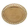 Farfurie decorativa din alama vintage, model rotund cu margine decupata, 10,5cm
