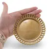 Farfurie decorativa din alama vintage, model rotund cu margine decupata, 10,5cm, imagine 5