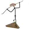 Statueta metalica vintage, model om cu palarie pe suport triunghiular, 16cm, imagine 2