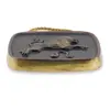 Tablou mic cu leu din metal vintage pe fundal negru, 8,5cm, imagine 2