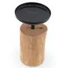 Decoratiune mica din lemn, model sculptat manual cilindric cu platou negru, 14,5cm, imagine 2