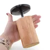 Decoratiune mica din lemn, model sculptat manual cilindric cu platou negru, 14,5cm, imagine 4