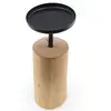 Decoratiune medie din lemn, model sculptat manual cilindric cu platou negru, 19cm, imagine 3
