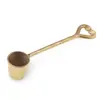 Lingura vintage din alama pentru topit ceara, maner cu inimioara, 14,5cm, imagine 2