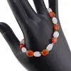 Bratara Carneol si Cuart roz neuniform 6-12mm si Smarald sfere 3mm, imagine 2