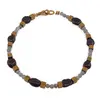 Bratara Labradorit sfere 3mm, Granat neuniform 5-8mm si Hematit auriu cuburi 3mm cu bumbi aurii