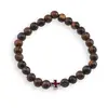 Bratara pe elastic Ochi de tigru sfere 6mm si cruce