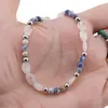 Bratara Sodalit sfere 4mm si Piatra Lunii neuniforma fatetata 6-10mm cu bumbi argintii, imagine 3