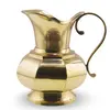 Cana vintage din alama cu corp hexagonal si maner curbat, 13cm