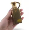 Cana vintage din alama cu gat cilindric si corp dreptunghiular, 10cm, imagine 3